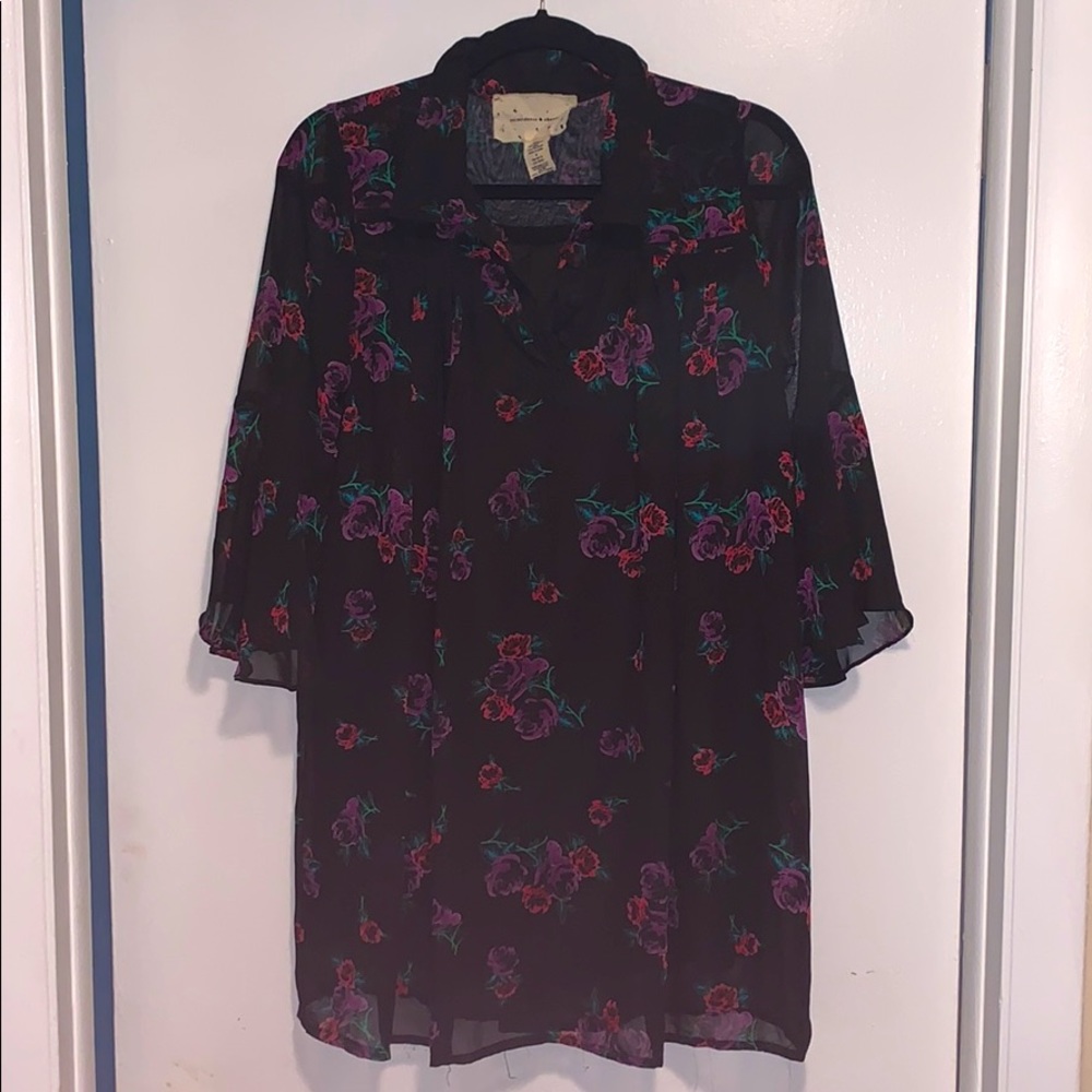 Floral long sleeve flown dress